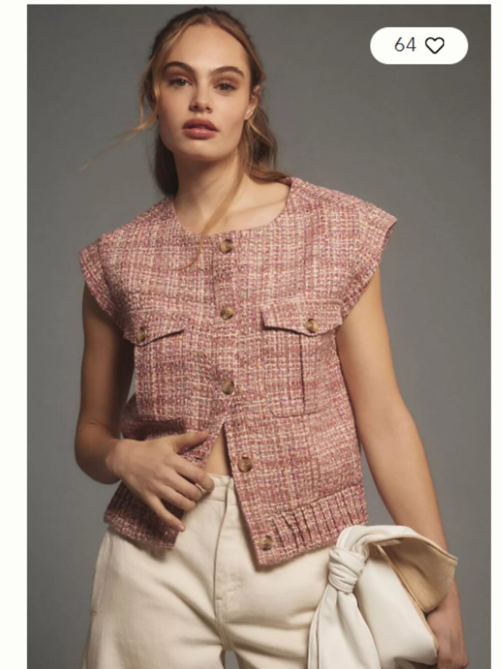 Maeve Extended Shoulder Tweed Vest size M